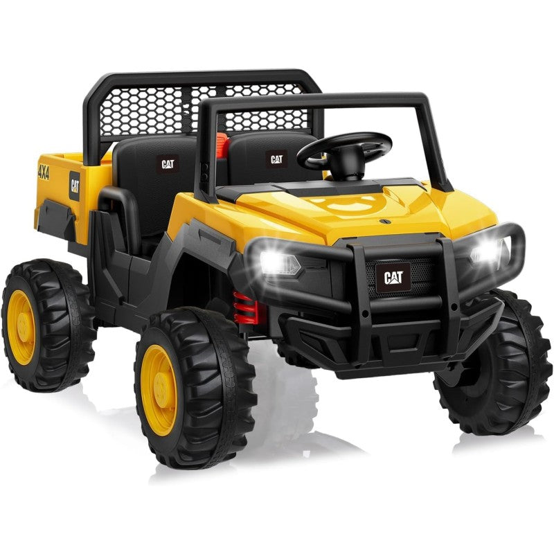 Macchina Elettrica per Bambini 2 Posti 24V UTV CAT Caterpillar – Camion con Cassone Ribaltabile, 4 Motori 100W, Telecomando