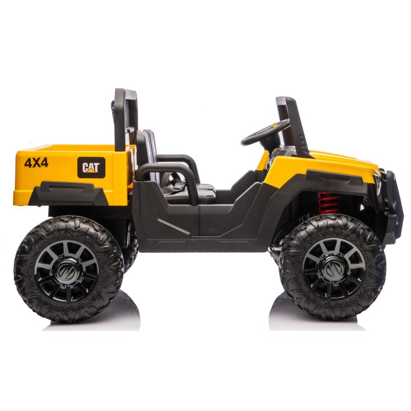 UTV CAT Caterpillar Camion da Cantiere Elettrico per Bambini 2 Posti 24V con Ruote in Gomma 4 Motori