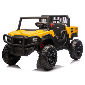 UTV CAT Caterpillar Camion da Cantiere Elettrico per Bambini 2 Posti 24V con Ruote in Gomma 4 Motori