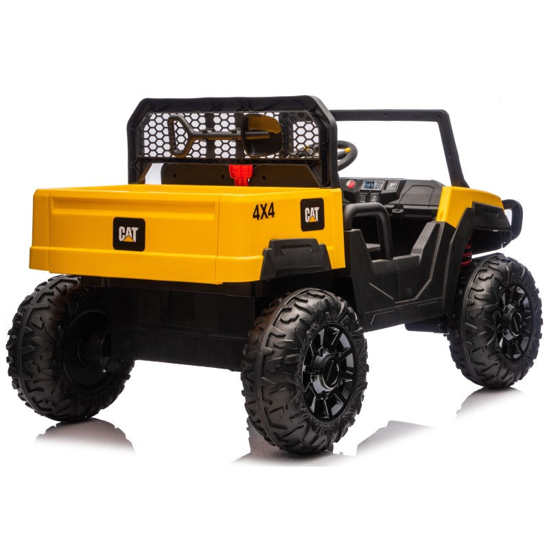 UTV CAT Caterpillar Camion da Cantiere Elettrico per Bambini 2 Posti 24V con Ruote in Gomma 4 Motori