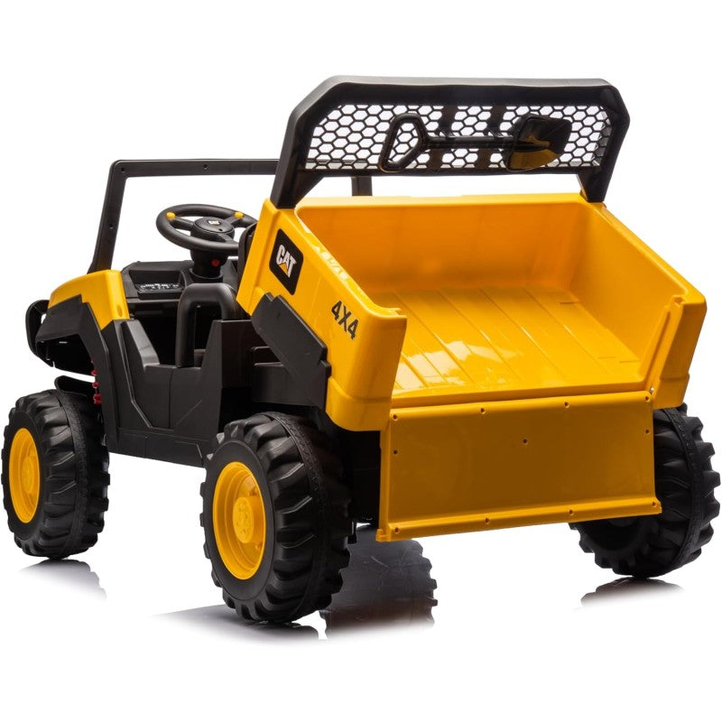 Macchina Elettrica per Bambini 2 Posti 24V UTV CAT Caterpillar – Camion con Cassone Ribaltabile, 4 Motori 100W, Telecomando