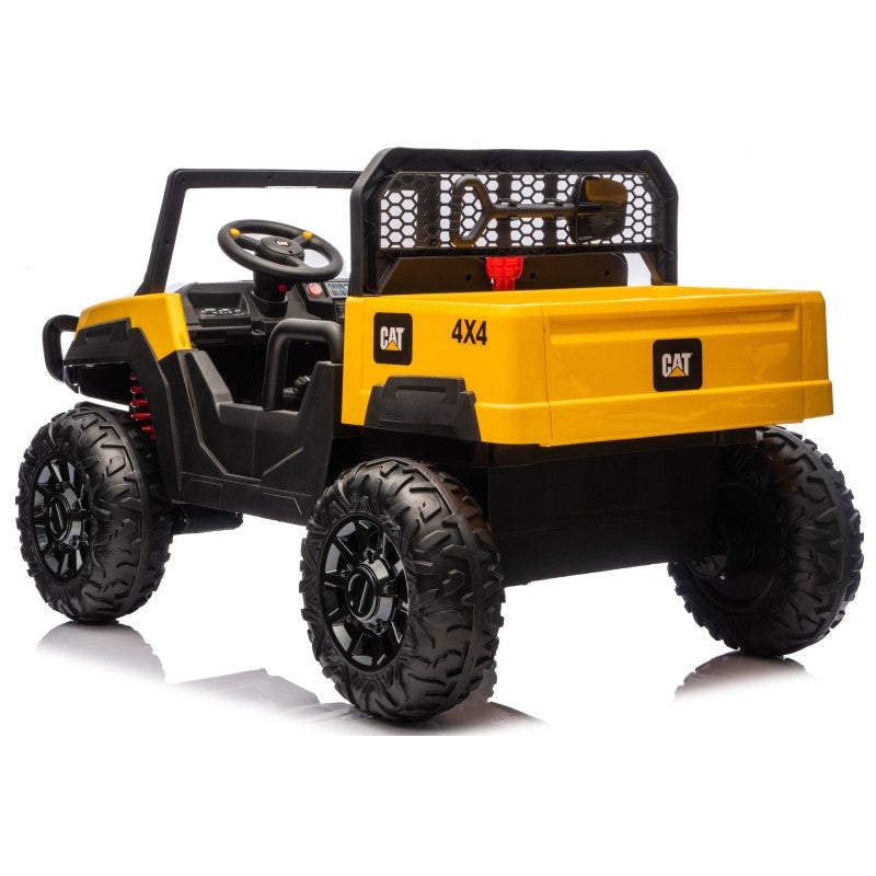 UTV CAT Caterpillar Camion da Cantiere Elettrico per Bambini 2 Posti 24V con Ruote in Gomma 4 Motori
