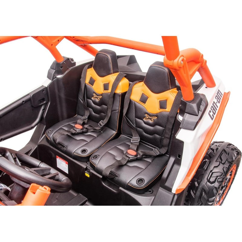 Macchina Elettrica per Bambini 2 Posti Can Am Maverick 24V Maxi Buggy con Ruote in Gomma e 4 Motori Potenti – Variante Arancio