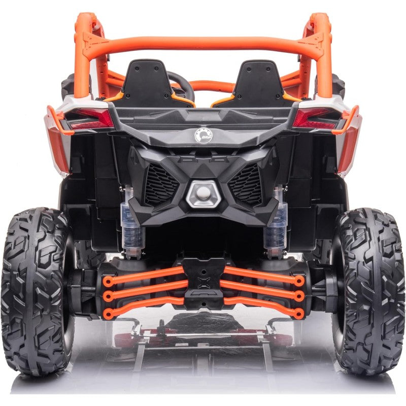 Macchina Elettrica per Bambini 2 Posti Can Am Maverick 24V Maxi Buggy con Ruote in Gomma e 4 Motori Potenti – Variante Arancio