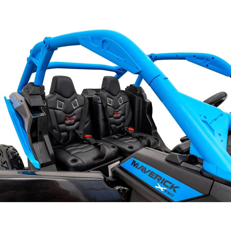 Macchina Elettrica per Bambini 2 Posti Can Am Maverick 24V Maxi Buggy con Ruote in Gomma e 4 Motori Potenti – Variante Blu