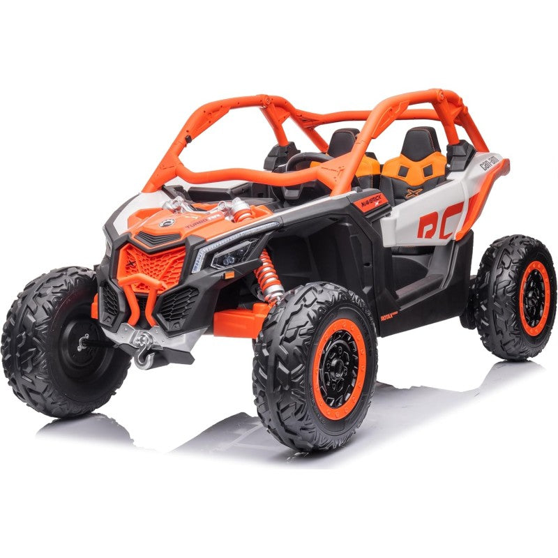Macchina Elettrica per Bambini 2 Posti Can Am Maverick 24V Maxi Buggy con Ruote in Gomma e 4 Motori Potenti – Variante Arancio