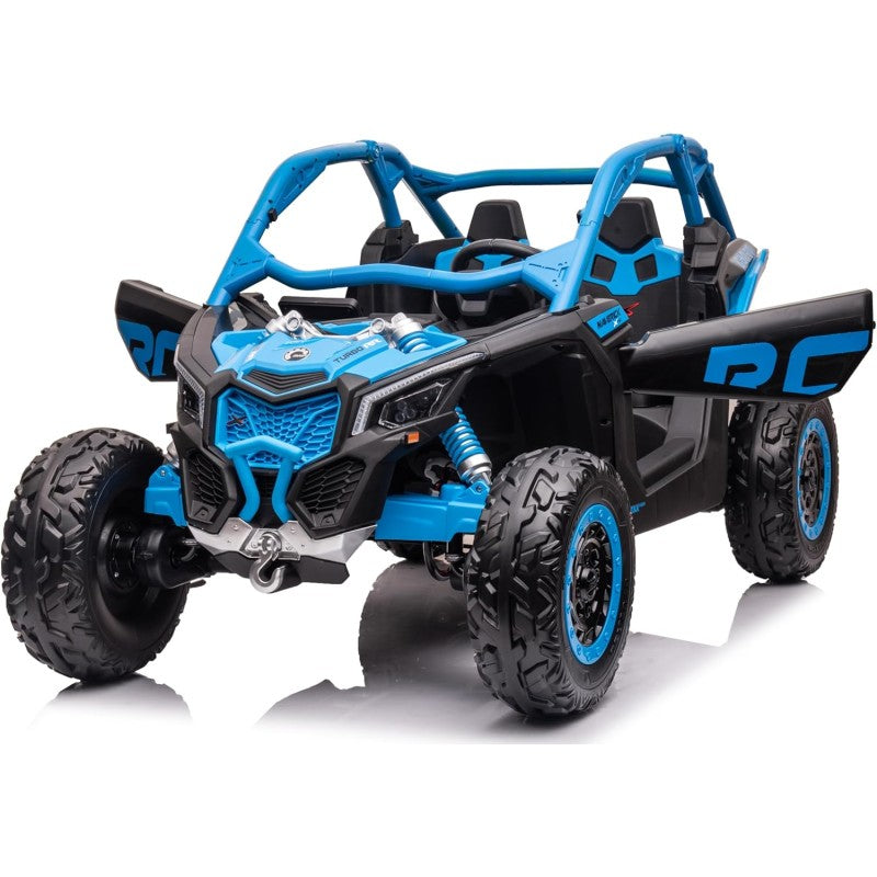 Macchina Elettrica per Bambini 2 Posti Can Am Maverick 24V Maxi Buggy con Ruote in Gomma e 4 Motori Potenti – Variante Blu