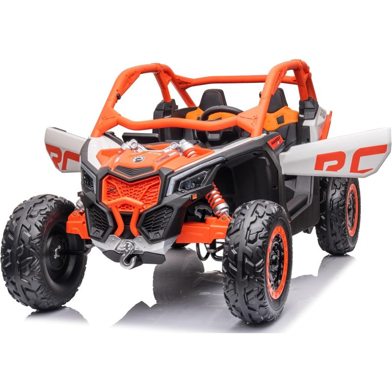 Macchina Elettrica per Bambini 2 Posti Can Am Maverick 24V Maxi Buggy con Ruote in Gomma e 4 Motori Potenti – Variante Arancio