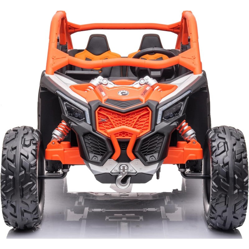 Macchina Elettrica per Bambini 2 Posti Can Am Maverick 24V Maxi Buggy con Ruote in Gomma e 4 Motori Potenti – Variante Arancio
