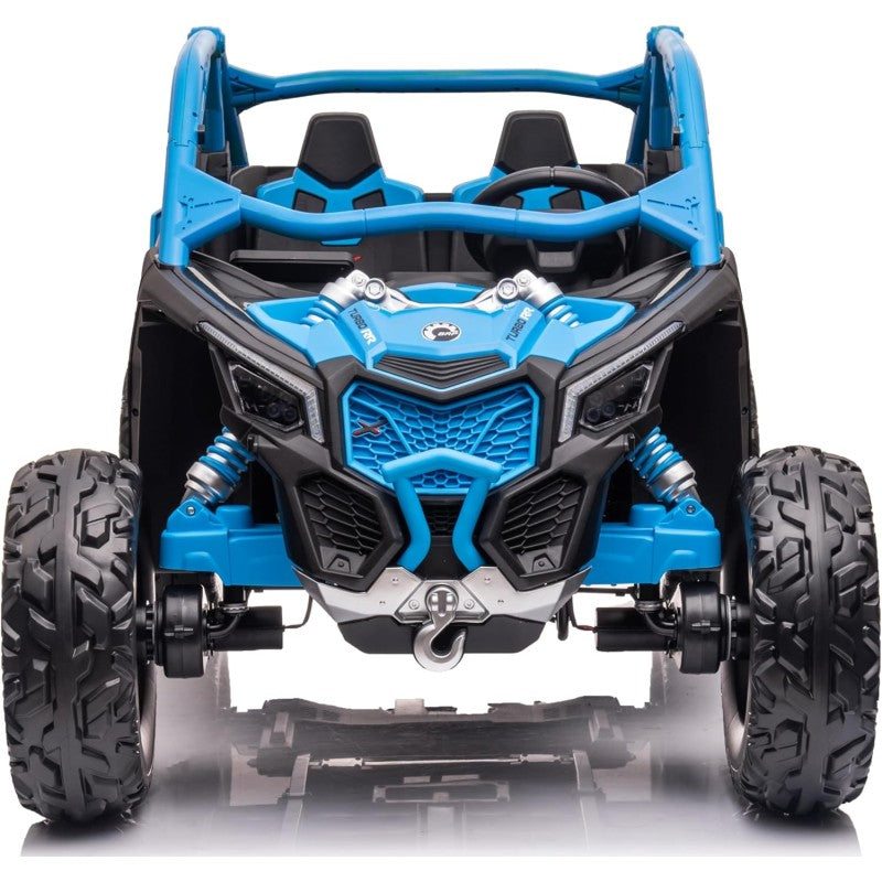 Macchina Elettrica per Bambini 2 Posti Can Am Maverick 24V Maxi Buggy con Ruote in Gomma e 4 Motori Potenti – Variante Blu