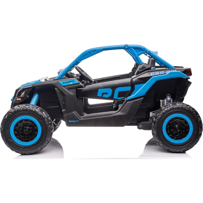 Macchina Elettrica per Bambini 2 Posti Can Am Maverick 24V Maxi Buggy con Ruote in Gomma e 4 Motori Potenti – Variante Blu