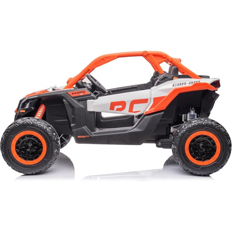 Macchina Elettrica per Bambini 2 Posti Can Am Maverick 24V Maxi Buggy con Ruote in Gomma e 4 Motori Potenti – Variante Arancio