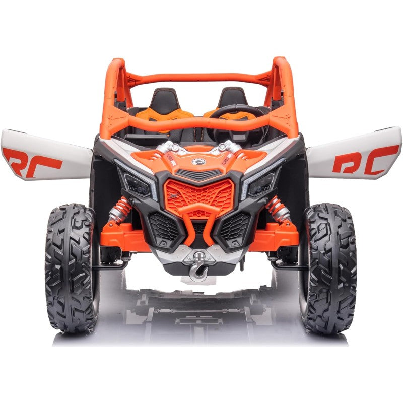 Macchina Elettrica per Bambini 2 Posti Can Am Maverick 24V Maxi Buggy con Ruote in Gomma e 4 Motori Potenti – Variante Arancio