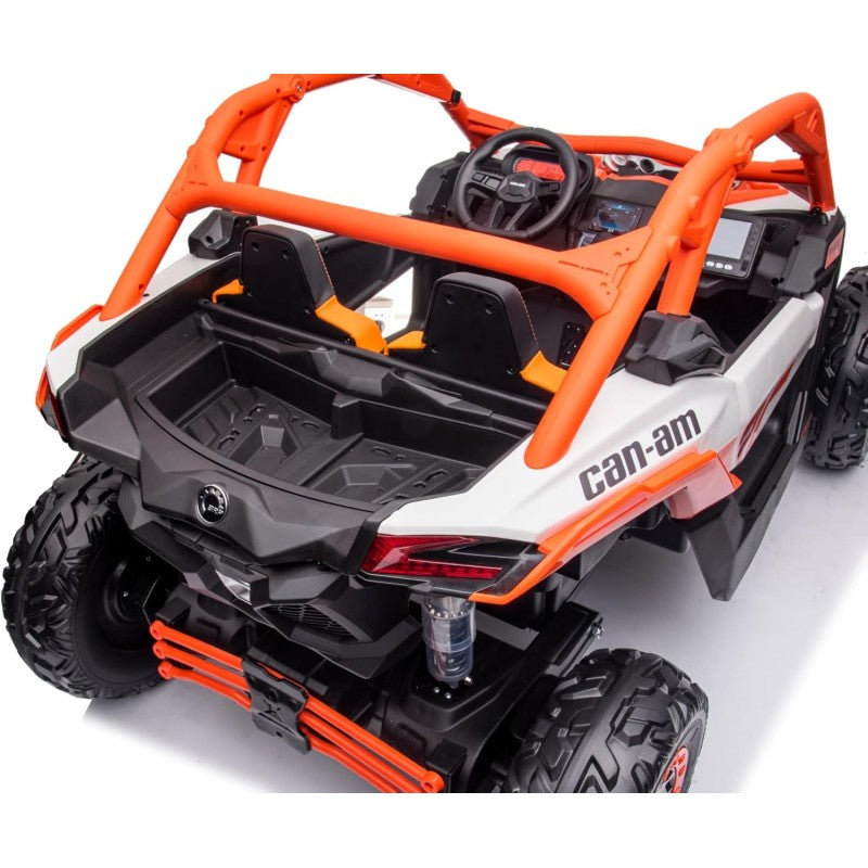 Macchina Elettrica per Bambini 2 Posti Can Am Maverick 24V Maxi Buggy con Ruote in Gomma e 4 Motori Potenti – Variante Arancio