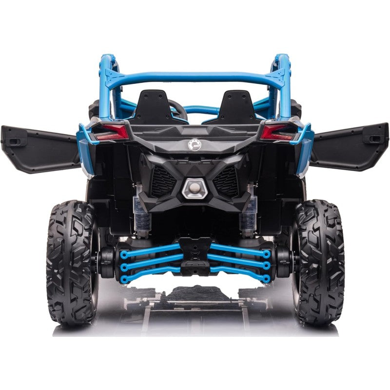 Macchina Elettrica per Bambini 2 Posti Can Am Maverick 24V Maxi Buggy con Ruote in Gomma e 4 Motori Potenti – Variante Blu