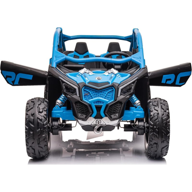 Macchina Elettrica per Bambini 2 Posti Can Am Maverick 24V Maxi Buggy con Ruote in Gomma e 4 Motori Potenti – Variante Blu
