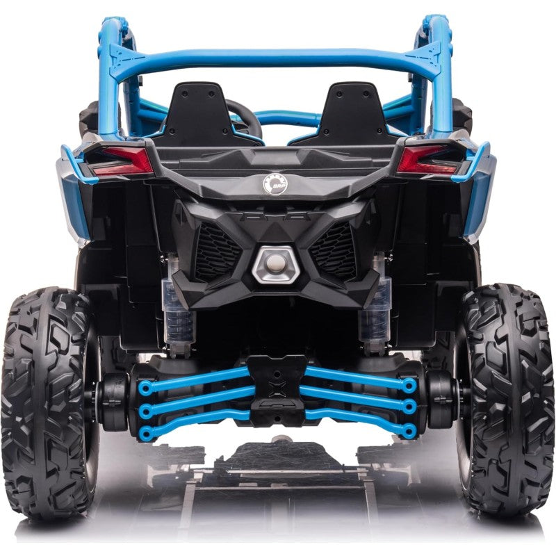 Macchina Elettrica per Bambini 2 Posti Can Am Maverick 24V Maxi Buggy con Ruote in Gomma e 4 Motori Potenti – Variante Blu