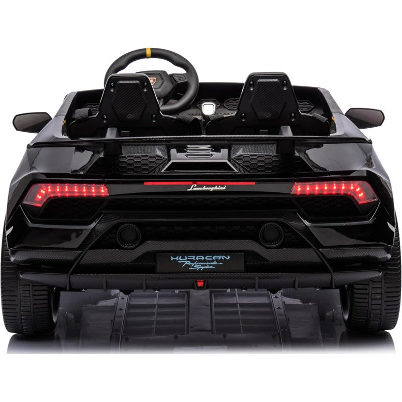 Auto Elettrica Macchina per Bambini 24V Lamborghini Huracan Spyder 2 Posti con Sedile in Pelle e Ruote in Gomma – Variante Nero
