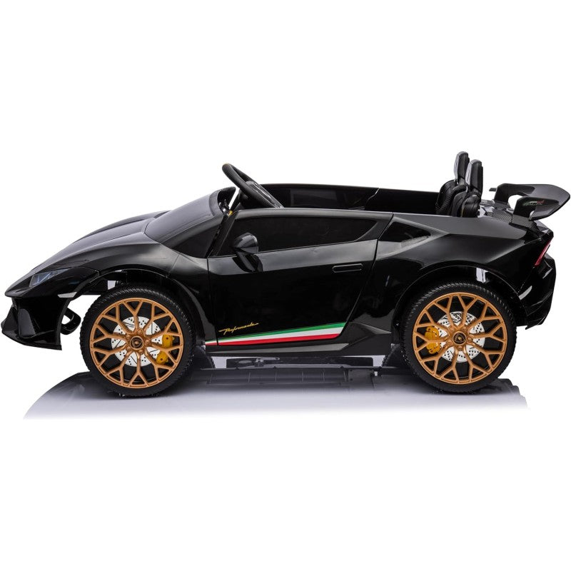 Auto Elettrica Macchina per Bambini 24V Lamborghini Huracan Spyder 2 Posti con Sedile in Pelle e Ruote in Gomma – Variante Nero