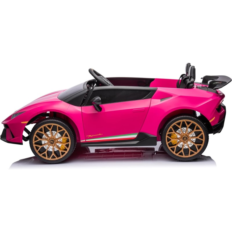Auto Elettrica Macchina per Bambini 24V Lamborghini Huracan Spyder 2 Posti con Sedile in Pelle e Ruote in Gomma – Variante Rosa