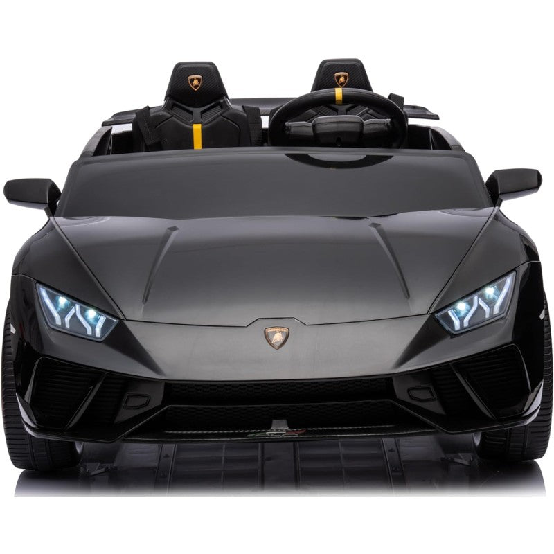 Auto Elettrica Macchina per Bambini 24V Lamborghini Huracan Spyder 2 Posti con Sedile in Pelle e Ruote in Gomma – Variante Nero