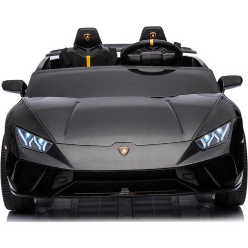 Auto Elettrica Macchina per Bambini 24V Lamborghini Huracan Spyder 2 Posti con Sedile in Pelle e Ruote in Gomma – Variante Nero
