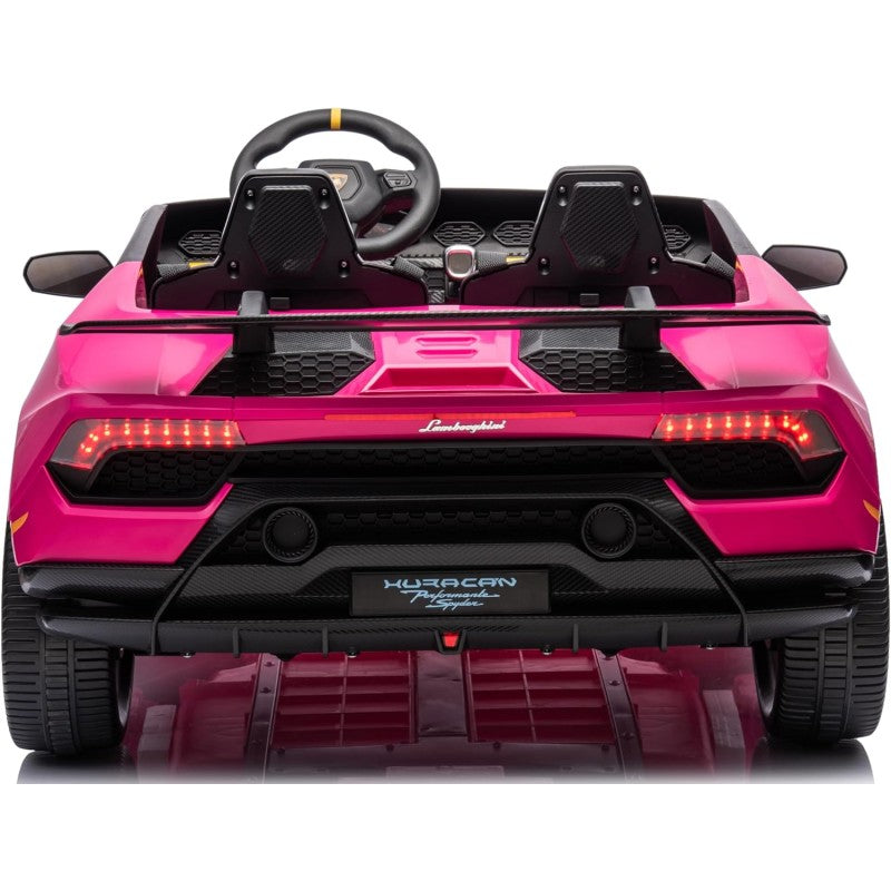 Auto Elettrica Macchina per Bambini 24V Lamborghini Huracan Spyder 2 Posti con Sedile in Pelle e Ruote in Gomma – Variante Rosa
