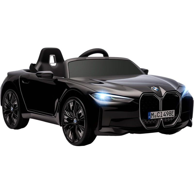 Macchina Elettrica per Bambini BMW I4 Telecomandata 12v con Fari a Led Bluetooth Cinture di Sicurezza a 3 Punti - Nero