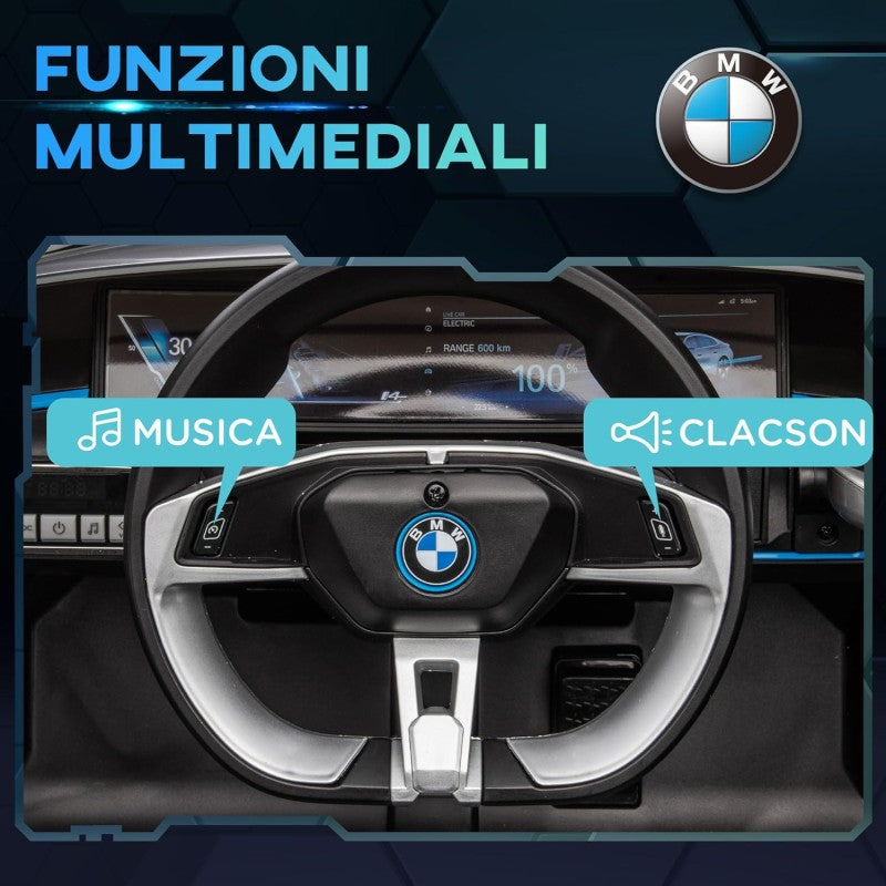 Macchina Elettrica per Bambini BMW I4 Telecomandata 12v con Fari a Led Bluetooth Cinture di Sicurezza a 3 Punti – Variante Nero