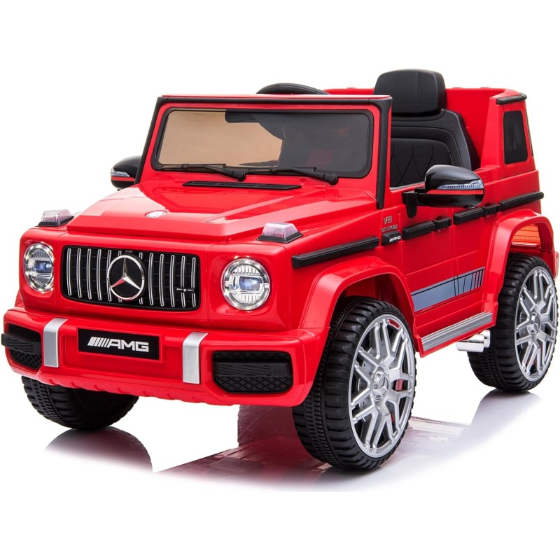 Macchina Elettrica Per Bambini Mercedes-Benz AMG G63 con Sedile in Pelle 12V - Rosso