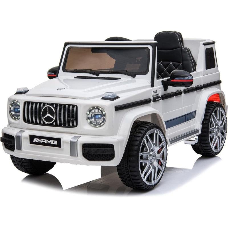 Macchina Elettrica Per Bambini Mercedes-Benz AMG G63 con Sedile in Pelle 12V - Bianco