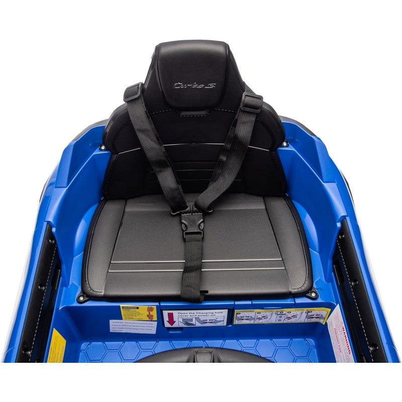 Macchina Elettrica per Bambini Porsche Taycan Turbo S 12V monoposto con Telecomando Cintura a 3 Punti – Variante Blu
