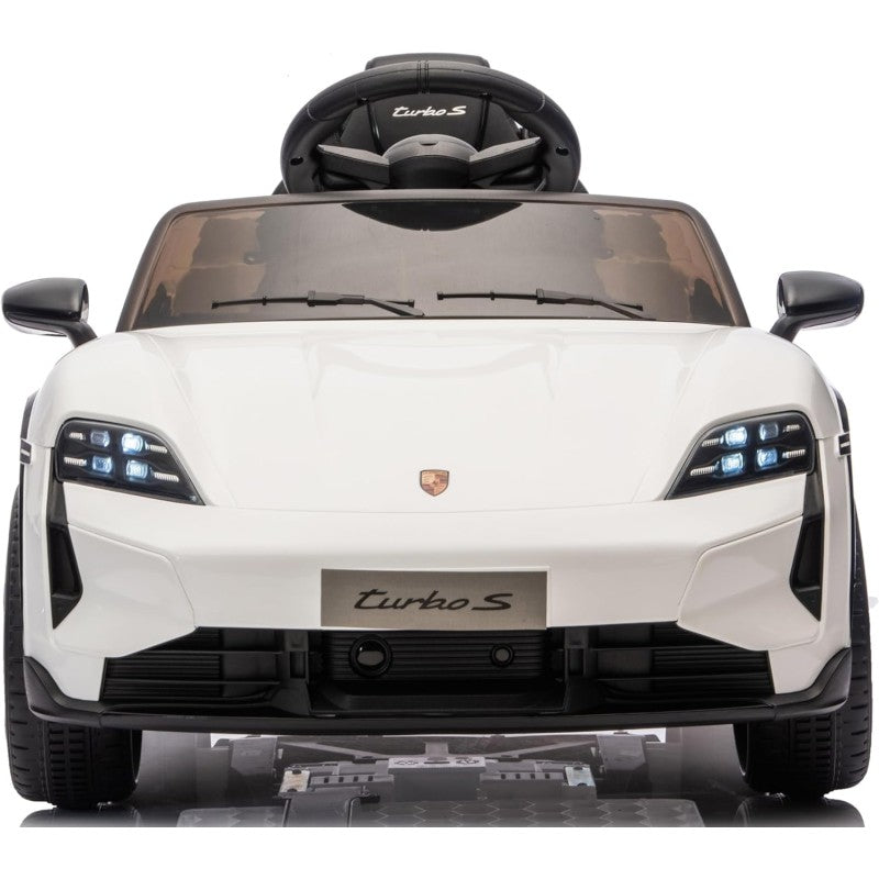 Macchina Elettrica per Bambini Porsche Taycan Turbo S 12V monoposto con Telecomando Cintura a 3 Punti – Variante Bianco