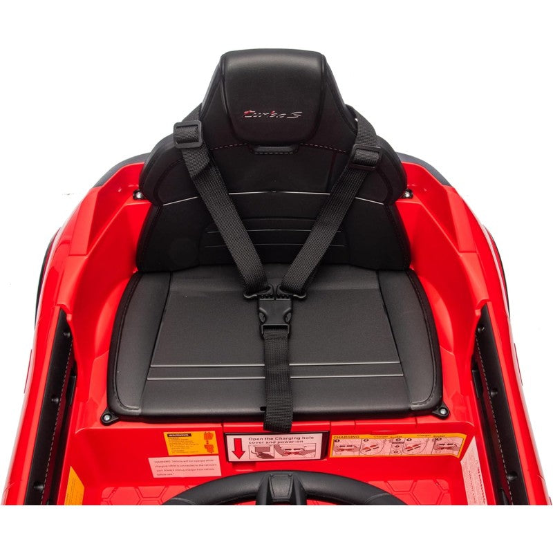 Macchina Elettrica per Bambini Porsche Taycan Turbo S 12V monoposto con Telecomando Cintura a 3 Punti – Variante Rosso