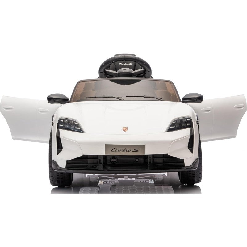 Macchina Elettrica per Bambini Porsche Taycan Turbo S 12V monoposto con Telecomando Cintura a 3 Punti – Variante Bianco