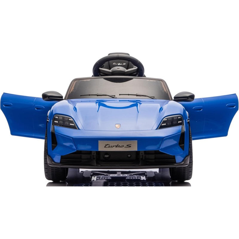 Macchina Elettrica per Bambini Porsche Taycan Turbo S 12V monoposto con Telecomando Cintura a 3 Punti – Variante Blu