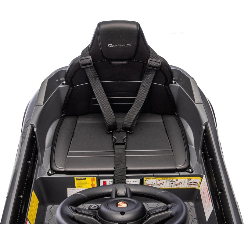 Macchina Elettrica per Bambini Porsche Taycan Turbo S 12V monoposto con Telecomando Cintura a 3 Punti – Variante Grigio