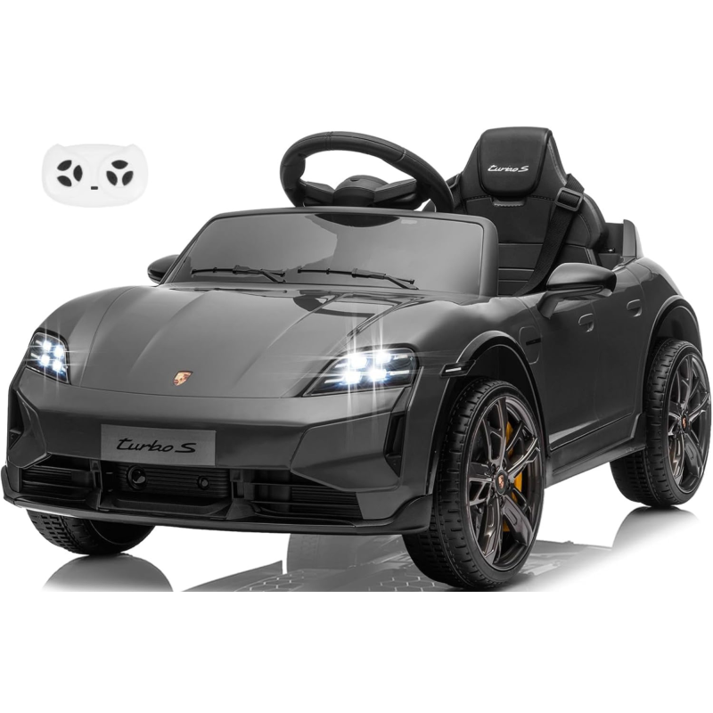 Macchina Elettrica per Bambini Porsche Taycan Turbo S 12V monoposto con Telecomando Cintura a 3 Punti – Variante Grigio