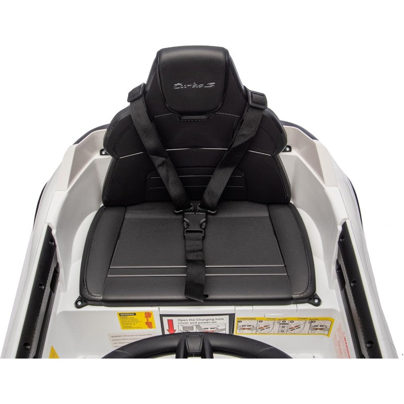 Macchina Elettrica per Bambini Porsche Taycan Turbo S 12V monoposto con Telecomando Cintura a 3 Punti – Variante Bianco