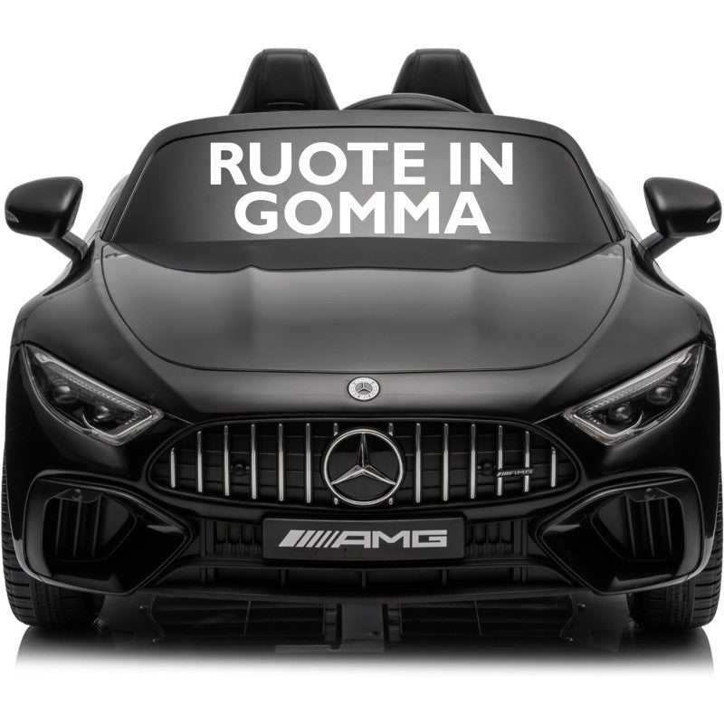 Mercedes SL 63 AMG Auto Elettrica 12V Macchina per Bambini 2 Posti con Sedile in Pelle Telecomando Bluetooth Ruote in Gomma – Variante Nero