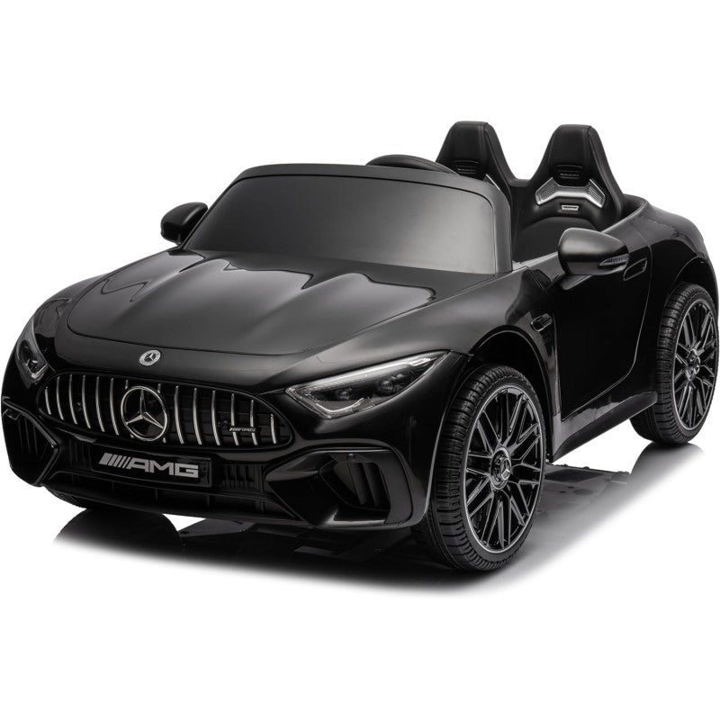 Mercedes SL 63 AMG Auto Elettrica 12V Macchina per Bambini 2 Posti con Sedile in Pelle Telecomando Bluetooth Ruote in Gomma – Variante Nero