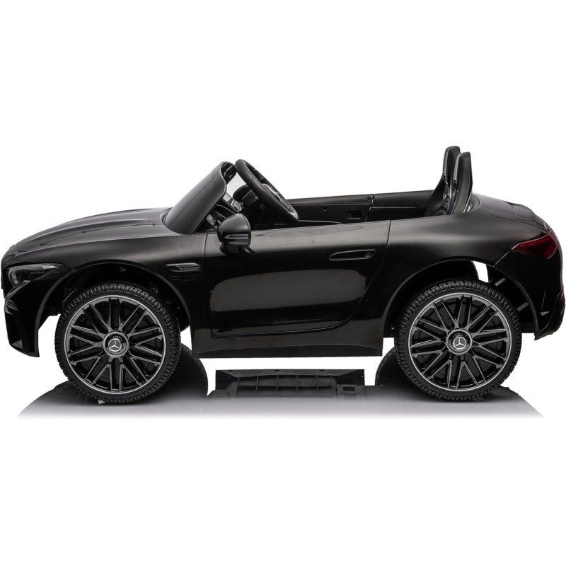Mercedes SL 63 AMG Auto Elettrica 12V Macchina per Bambini 2 Posti con Sedile in Pelle Telecomando Bluetooth Ruote in Gomma – Variante Nero