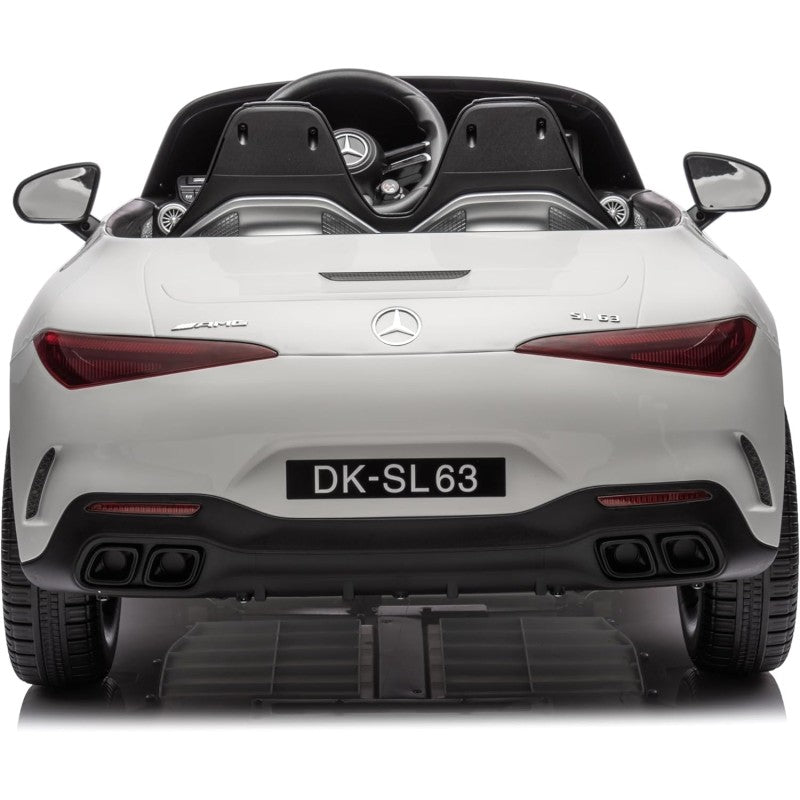 Mercedes SL 63 AMG Auto Elettrica 12V Macchina per Bambini 2 Posti con Sedile in Pelle Telecomando Bluetooth Ruote in Gomma – Variante Bianco