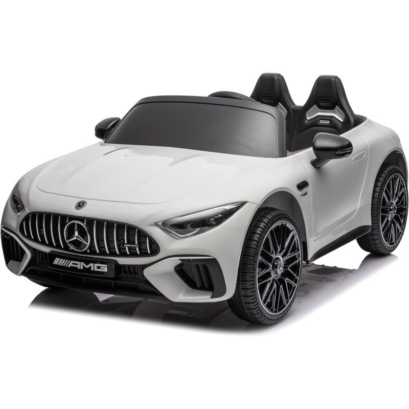 Mercedes SL 63 AMG Auto Elettrica 12V Macchina per Bambini 2 Posti con Sedile in Pelle Telecomando Bluetooth Ruote in Gomma – Variante Bianco