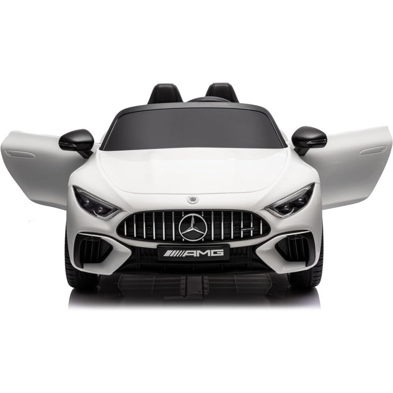 Mercedes SL 63 AMG Auto Elettrica 12V Macchina per Bambini 2 Posti con Sedile in Pelle Telecomando Bluetooth Ruote in Gomma – Variante Bianco