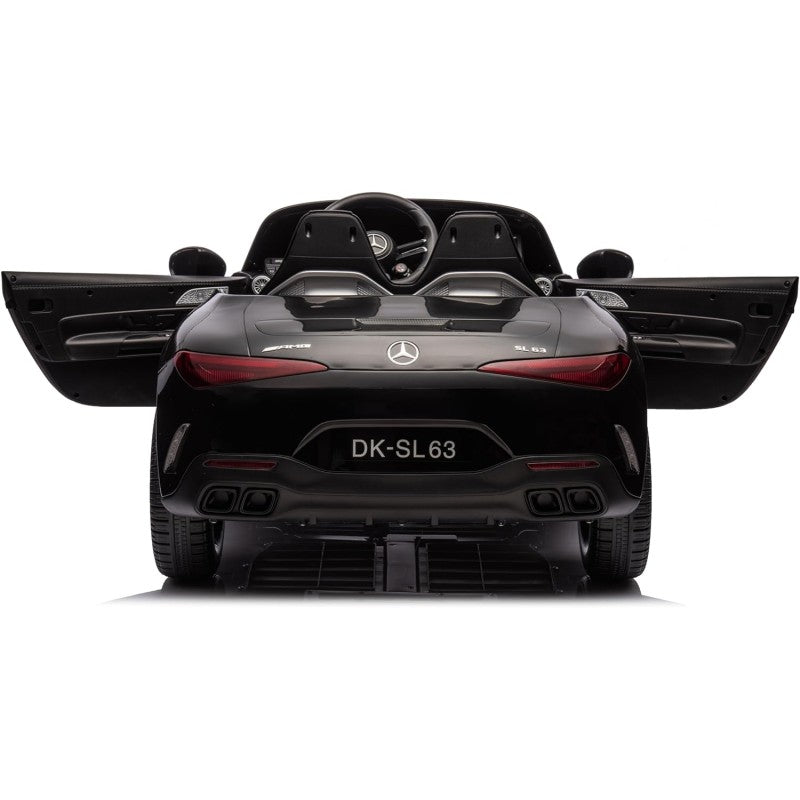 Mercedes SL 63 AMG Auto Elettrica 12V Macchina per Bambini 2 Posti con Sedile in Pelle Telecomando Bluetooth Ruote in Gomma – Variante Nero