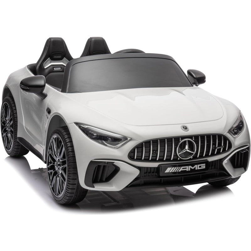 Mercedes SL 63 AMG Auto Elettrica 12V Macchina per Bambini 2 Posti con Sedile in Pelle Telecomando Bluetooth Ruote in Gomma – Variante Bianco
