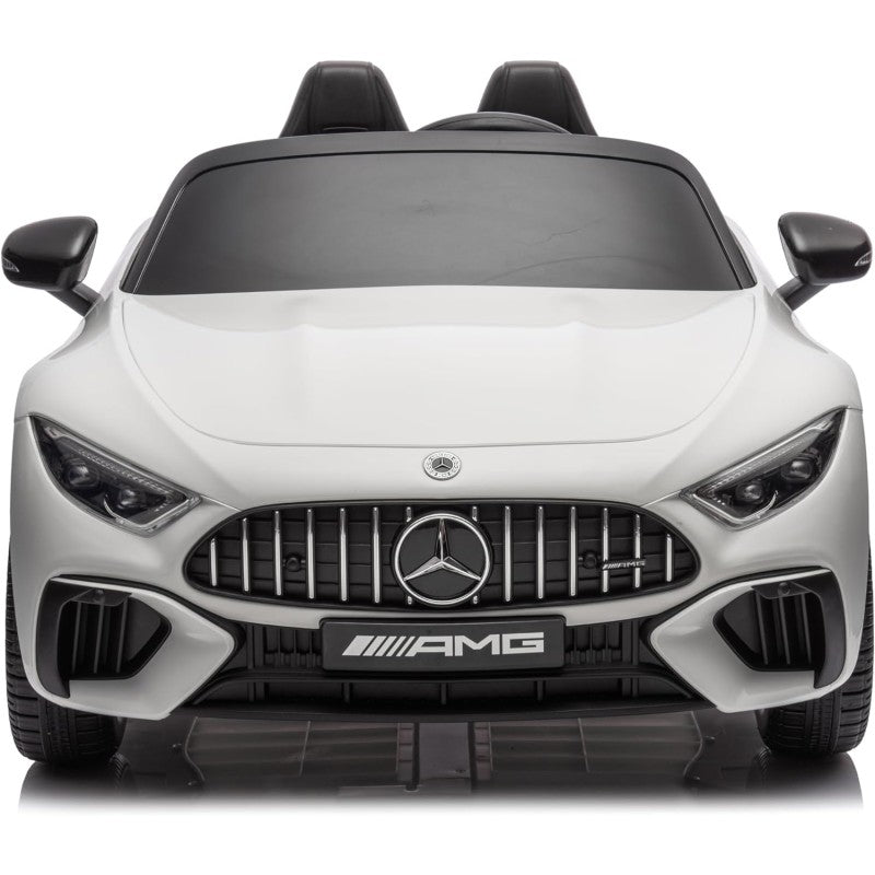Mercedes SL 63 AMG Auto Elettrica 12V Macchina per Bambini 2 Posti con Sedile in Pelle Telecomando Bluetooth Ruote in Gomma – Variante Bianco