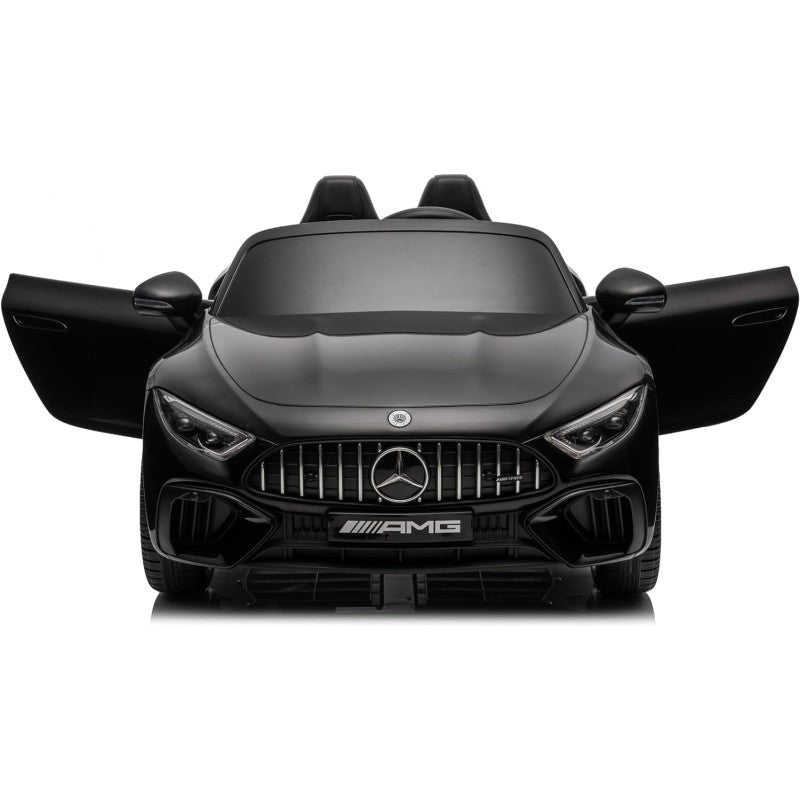 Mercedes SL 63 AMG Auto Elettrica 12V Macchina per Bambini 2 Posti con Sedile in Pelle Telecomando Bluetooth Ruote in Gomma – Variante Nero