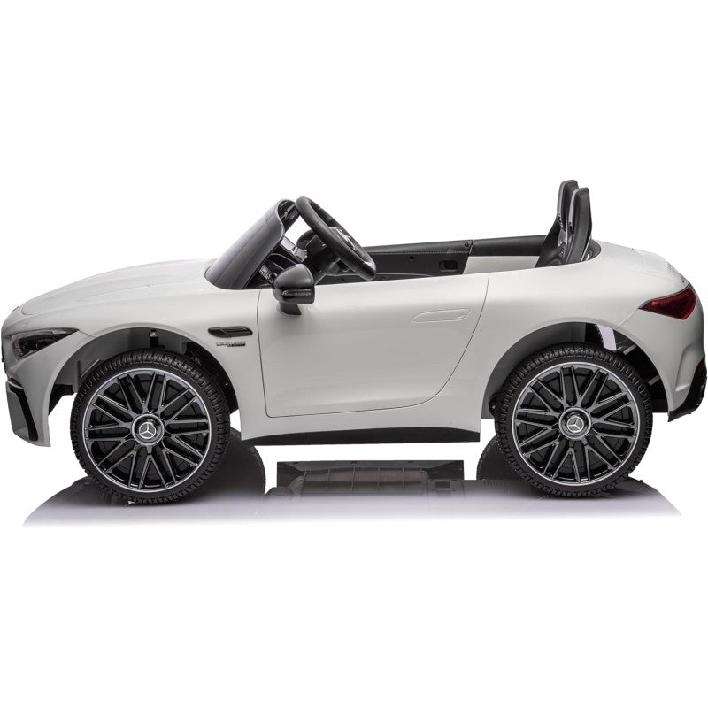 Mercedes SL 63 AMG Auto Elettrica 12V Macchina per Bambini 2 Posti con Sedile in Pelle Telecomando Bluetooth Ruote in Gomma – Variante Bianco